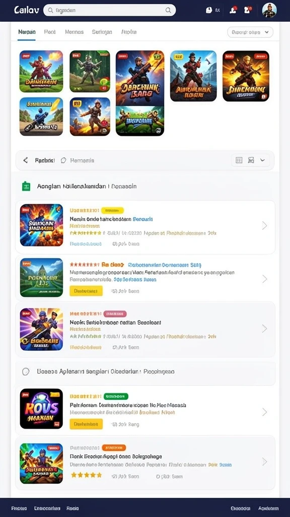 Menu permainan yang beragam dan mudah diakses.