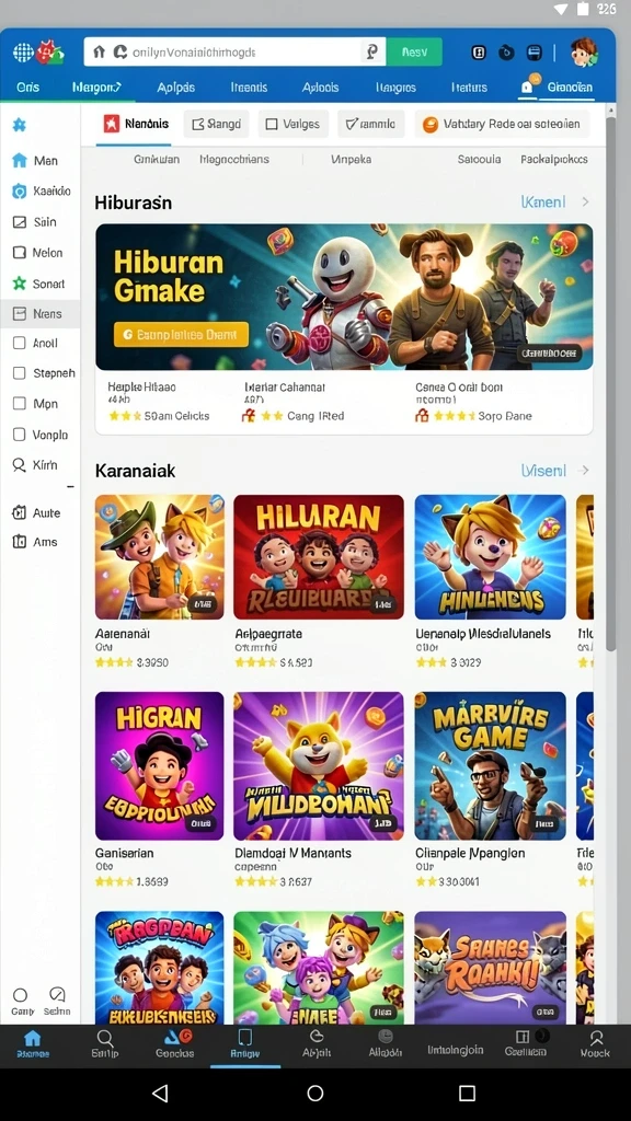 Grafik yang memukau dengan warna cerah.