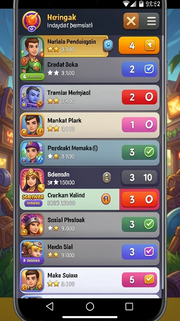 Leaderboard yang memicu semangat kompetisi antar pemain.
